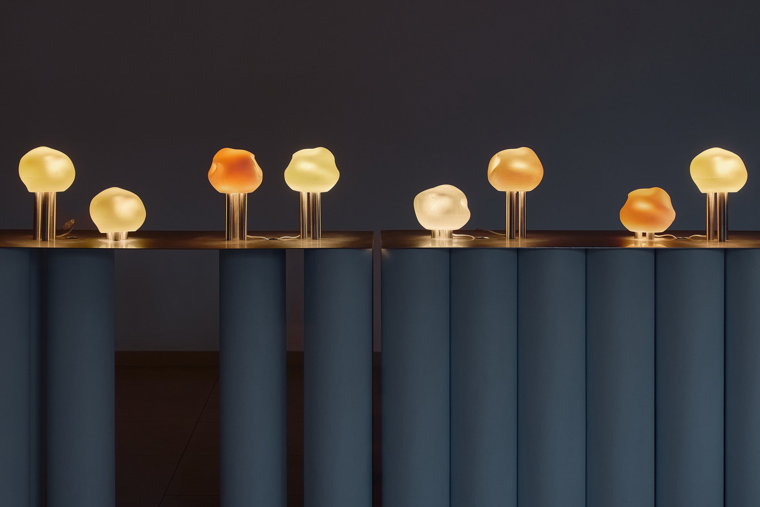 Soft Solids lamp by Daydreaming Objects made from plant-based wax and repurposed vintage lamp base