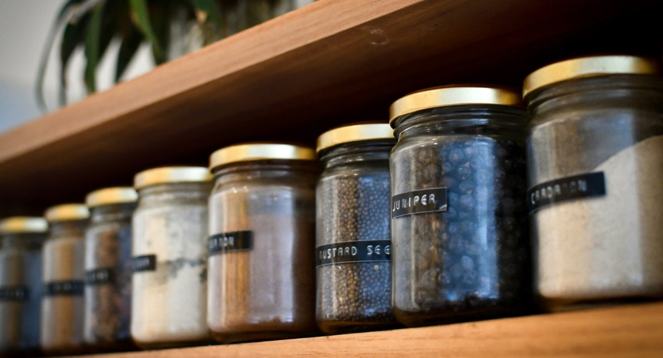 Glass Containers in Kitchen.