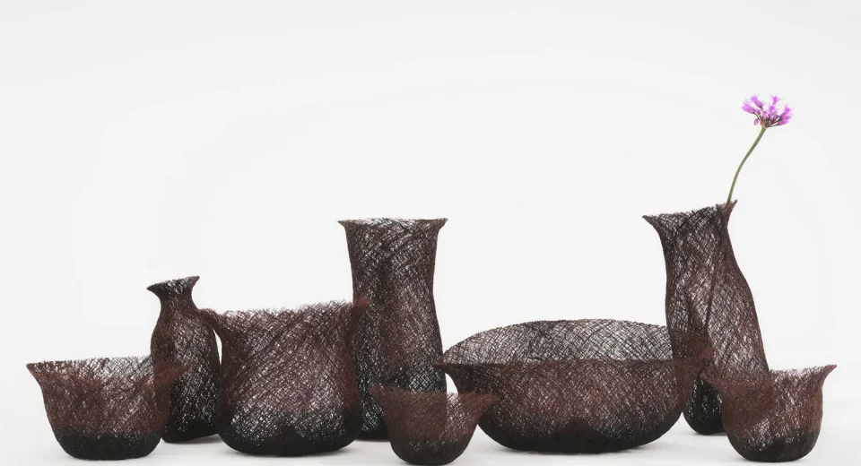 Collection of Utsuwa-Juhi vases of different sizes and shapes.