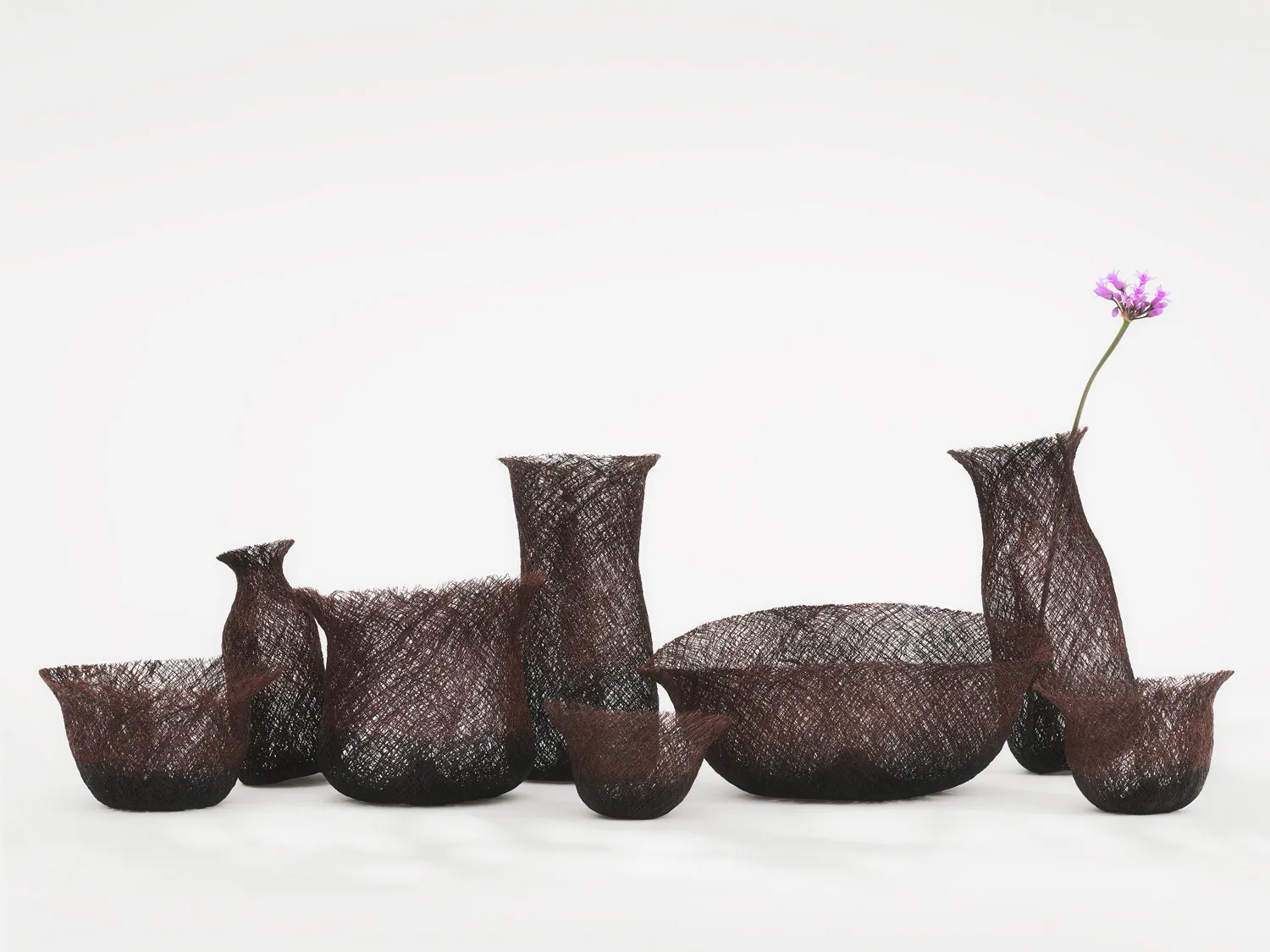 Collection of Utsuwa-Juhi vases of different sizes and shapes.