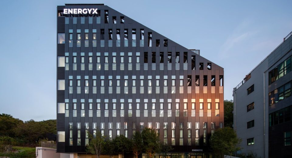 EnergyX DY-Building exterior in Goyang, South Korea, a plus-energy office building designed to produce more energy than it consumes